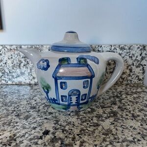 MA Hadley Home Sweet Home Hand Painted Stoneware Teapot and Lid Signed